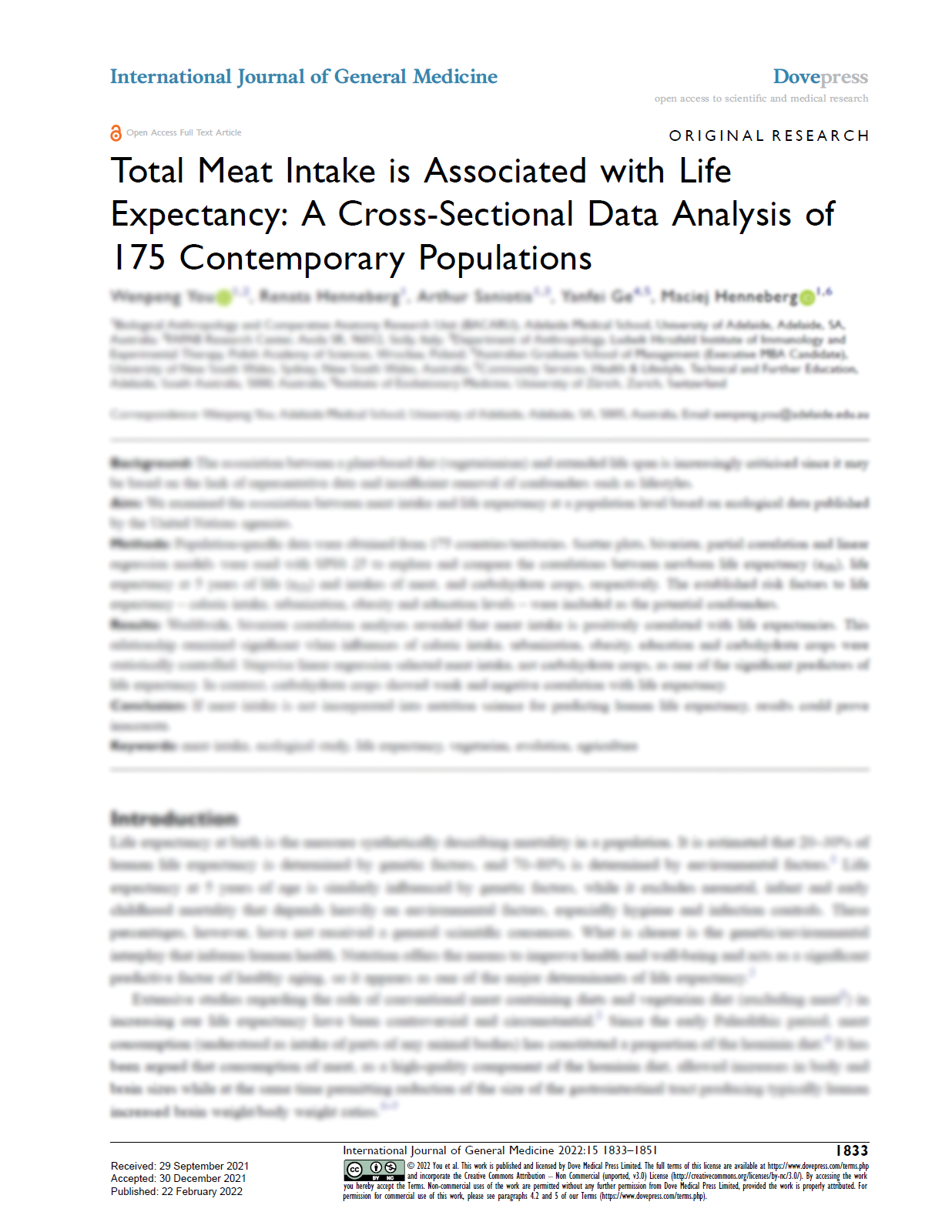 Meat Consumption Results in Higher Life Expectancy